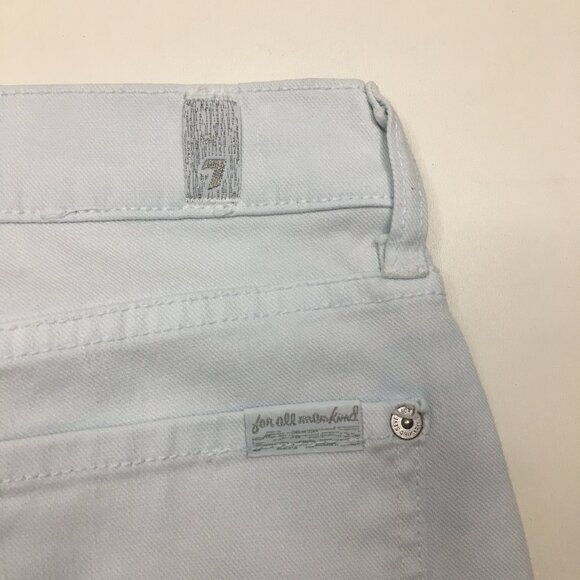 7 FOR ALL MANKIND Very Light Blue The Slim Cigarette 5 Pocket Logo Buttons Jeans - Picture 10 of 16